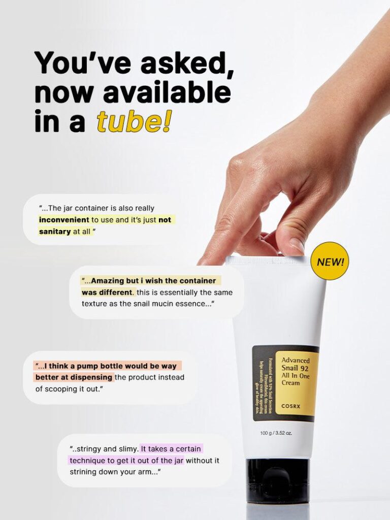 COSRX Advanced Snail 92 All in One Cream Tube Now Available in Tube COSRX Advanced Snail 92 All-in-One Cream (Tube)