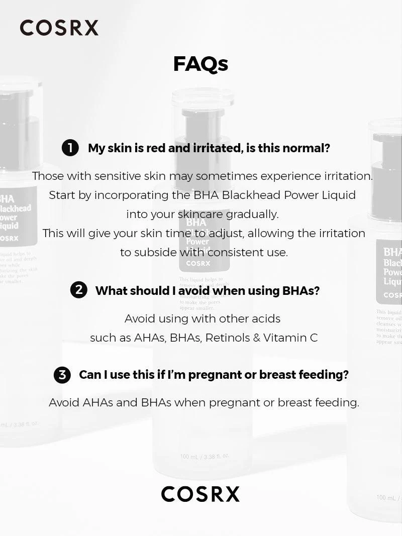 COSRX BHA Blackhead Power Liquid FAQ COSRX BHA Blackhead Power Liquid