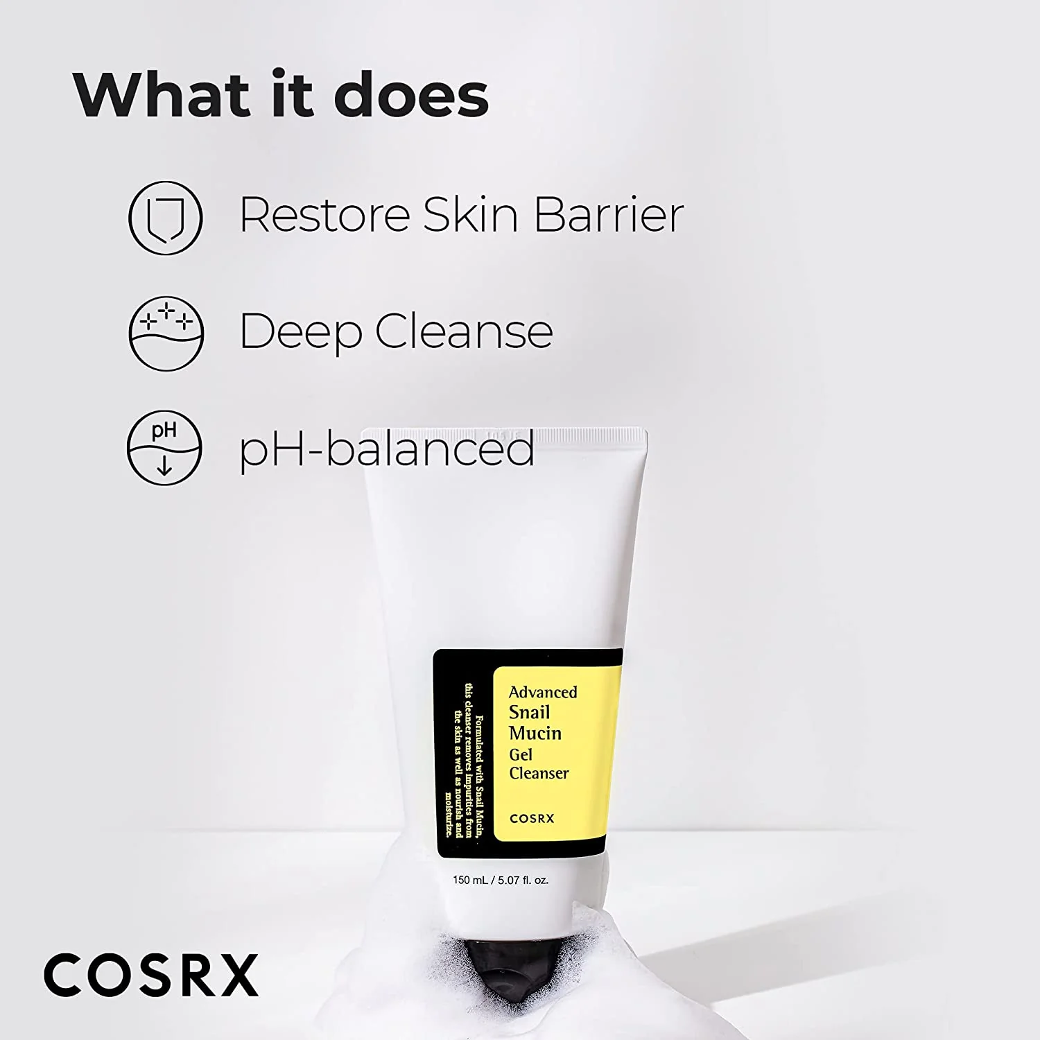COSRX Snail Mucin Gel Cleanser What it Does COSRX Snail Mucin