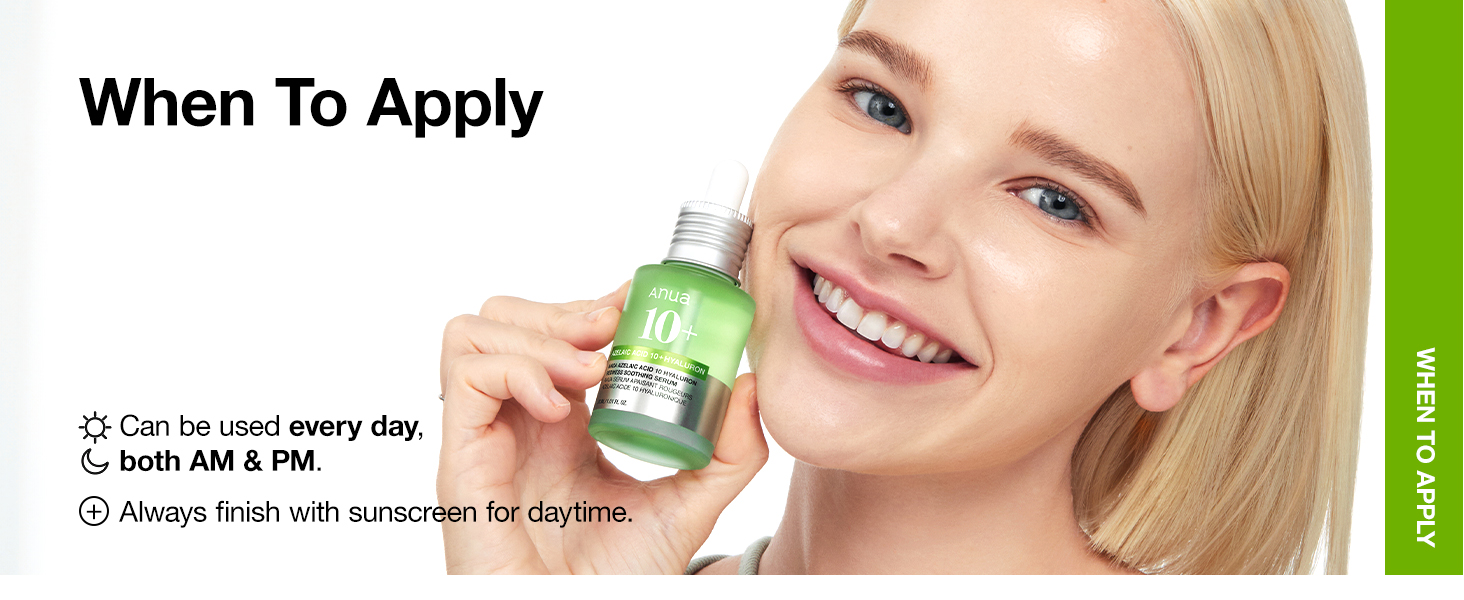 ANUA Azelaic Acid 10 Hyaluron Redness Soothing Serum When to Apply 2 ANUA Azelaic Acid 10 Hyaluron Redness Soothing Serum