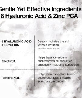 Anua 8 Hyaluronic Acid Hydrating Gentle Foaming Cleanser Ingredients ANUA 8 Hyaluronic Acid Hydrating Gentle Foaming Cleanser